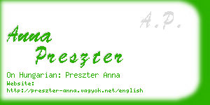 anna preszter business card